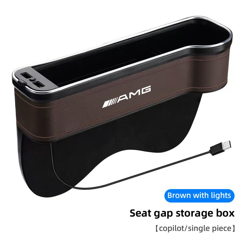 LED Large Capacity PU Car Seat Back Storage Box Seat Gap Filling Bracket Storage Box For Mercedes Benz AMG A B C E G CLA W211