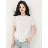 Plus Size Chic Irregular Round Neck White Cotton Short Sleeve T-shirt