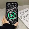 Black Lace Pattern Personalized Mobile For Magsafe Magnetic Case For IPhone17Air 16 15 14 13 12 11Pro Max Plus Wireless Charging
