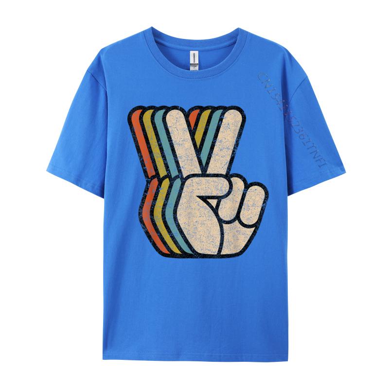 Retro Peace Sign V Fingers Vintage Prevalent Young T Shirts Customized Tees Pure Cotton O-Neck Design Sweatshirts