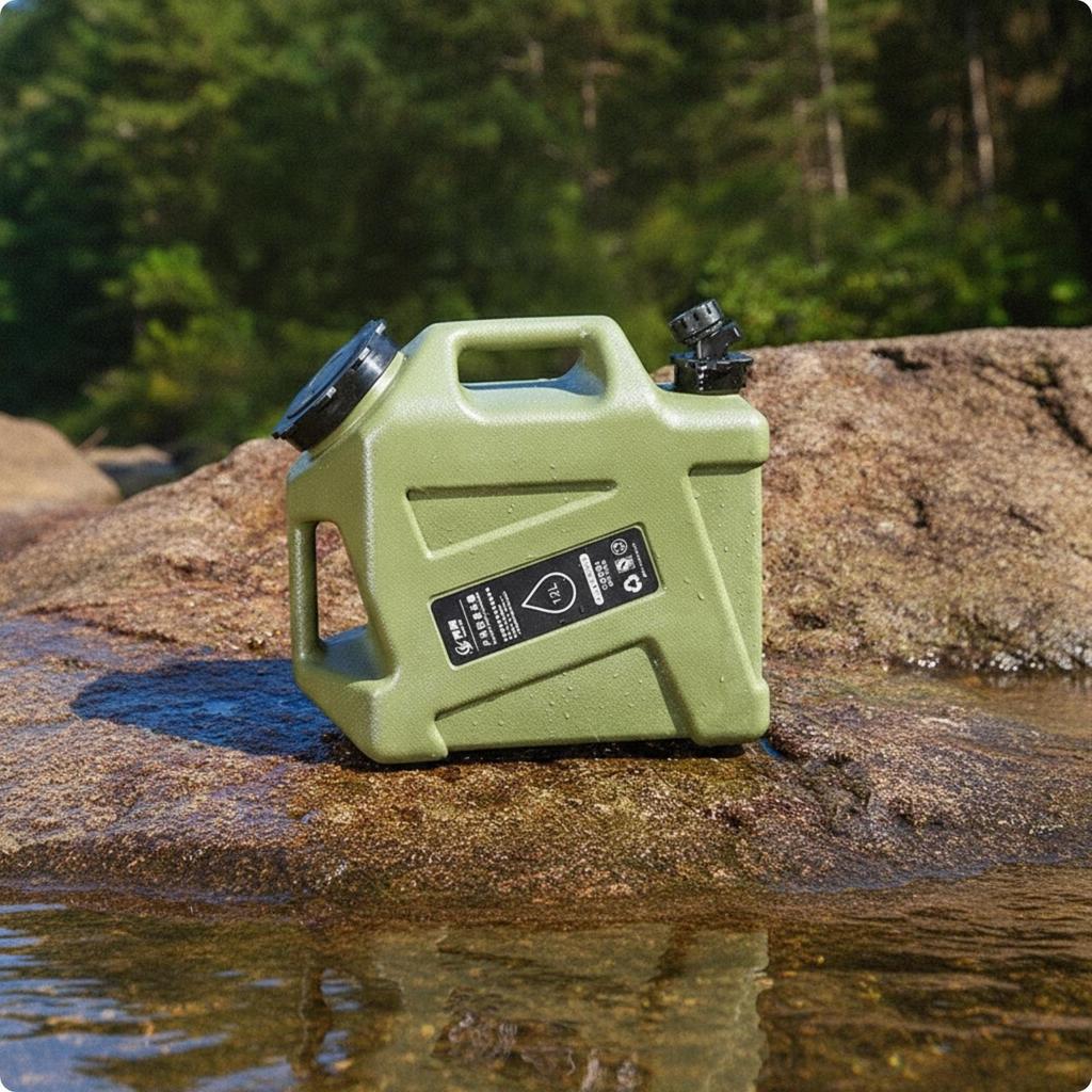 Contenant d'eau Seau de qualité alimentaire avec robinet pour campeurs, voyageurs, road trips Vert armée