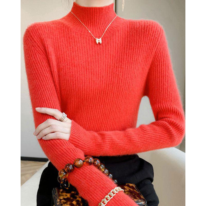 

Женский многоцветный свитер с высоким воротником, облегающего кроя - Осенне-зимний трикотаж, Длинный рукав, Стиль темпераментный L