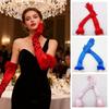Satin Women's Long Fluffy Gloves Elegant Women Cosplay Gloves  Wedding Accessories