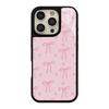 Pink Bow Design Glass Phone Case Suitable for iPhone 17 16 15 14 13 12 11 Pro/Max/Plus Anti Drop and Shockproof Back Cover