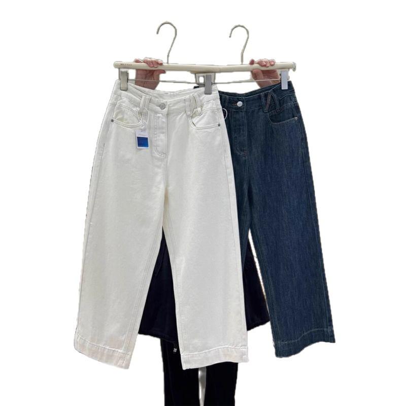 Plus Size High Waist White Jeans for Pear Shape Women - Loose, Slimming, Cropped, Straight Wide Leg Pants