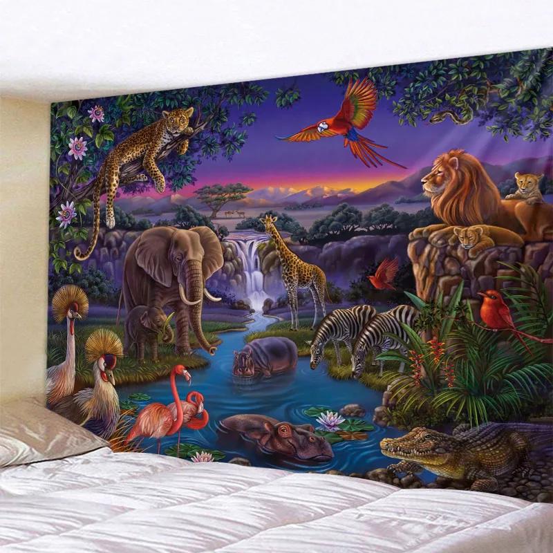 VIKAMA Jungle Bird Tapestry Psychedelic Forest Wall Hanging Exotic Bird Decor Suitable for Bedrooms and Yoga Studios