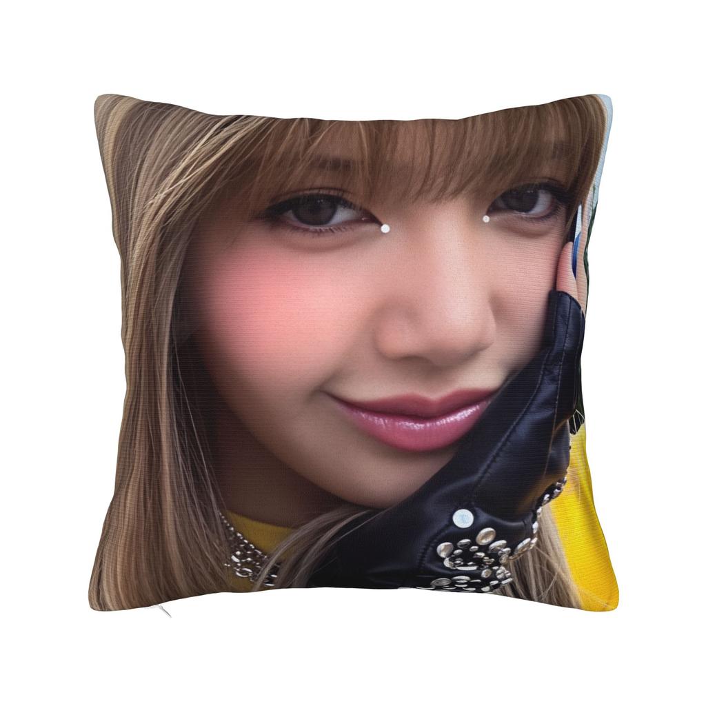 Kpop Style Cool Girl Lisa Pillow Case Vintage Pillow Cover Comfy Pillowcases For Living Room Sofa