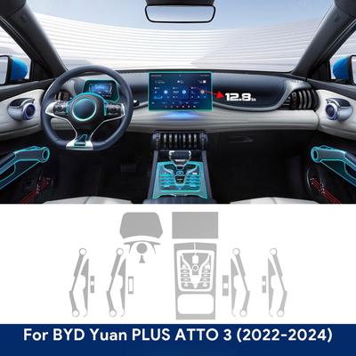 Película Protectora Transparente de TPU para Consola Central Interior de Coche Pegatina Antiarañazos Para BYD Atto 3 Yuan Plus -2024