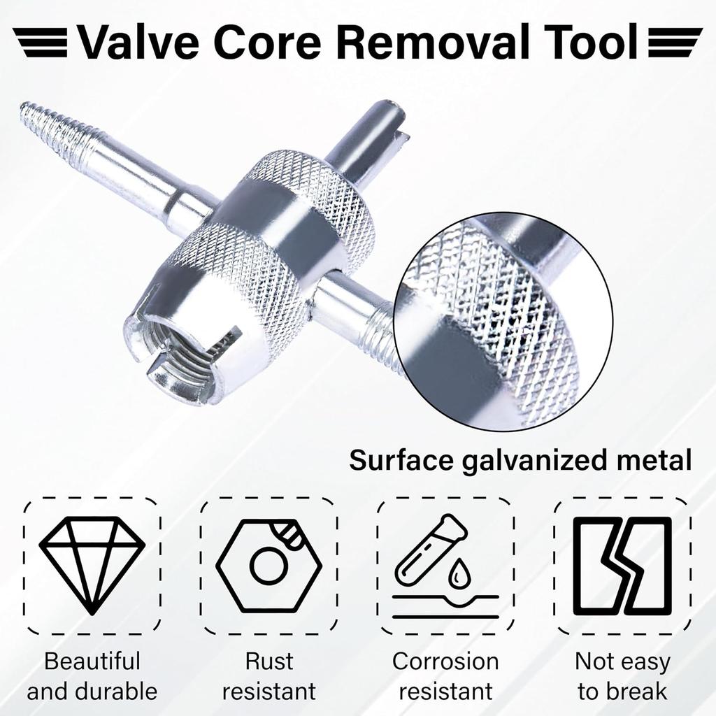 2 PCS 4-Way Tire Valve Stem Removal Tool, 4-in-1 Valve Core Removal Tool | Multifunctional Tire Valve Tool, Valve Stem Core Puller for Car Motorcycle