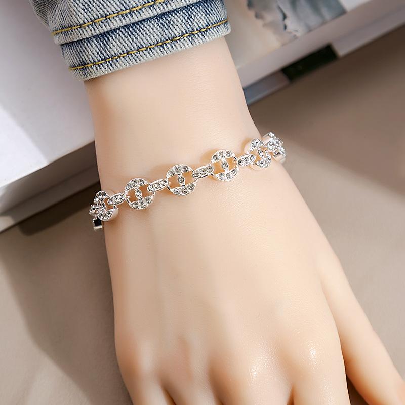 Personalized Geometric Diamond Bracelet Fashion Roman Style Full Diamond Bracelet Everything Temperament Bracelet