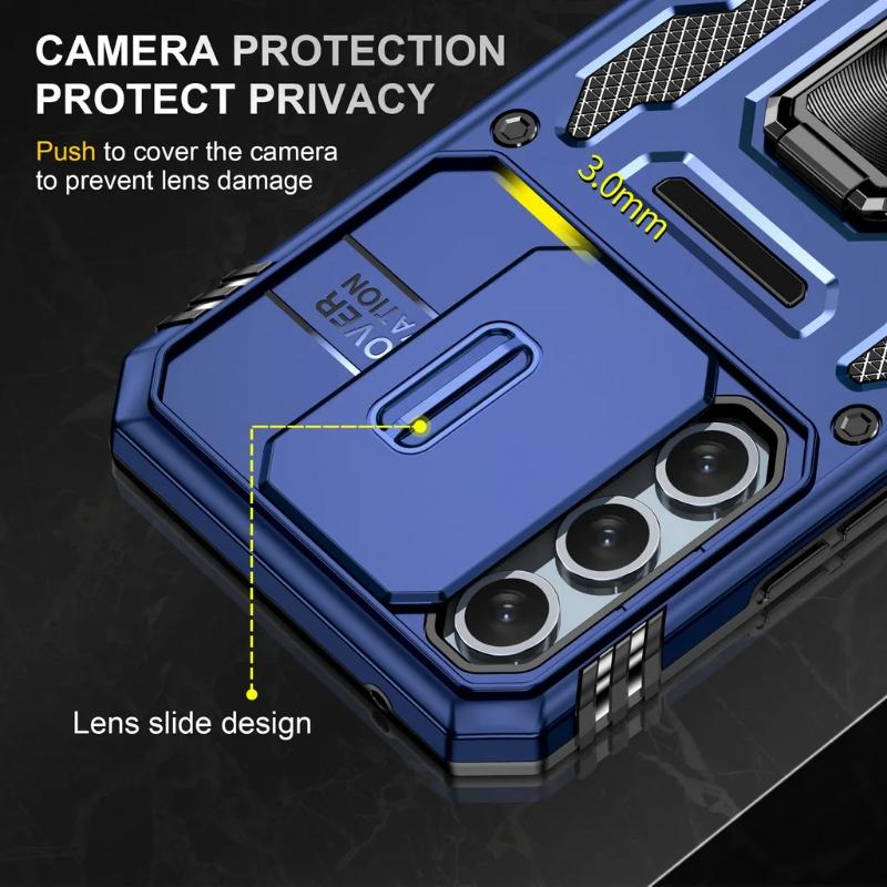 Shockproof Armor Phone Case For Samsung Galaxy A56 A36 A26 A16 A55 A35 A25 A73 Slid Camera Protect Magnetic Hybrid Ring Cover