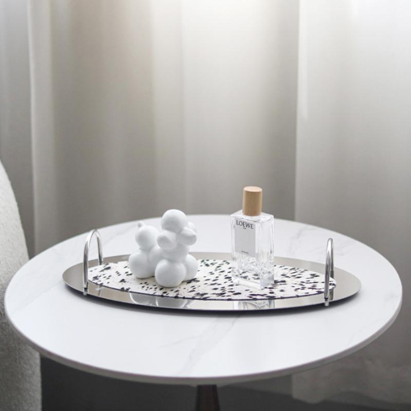 Stainless Steel Tray Ornament Living Room Desktop Trays Simple Entrance Hall Key Storage Plate Modern Home Decoration Ornament
