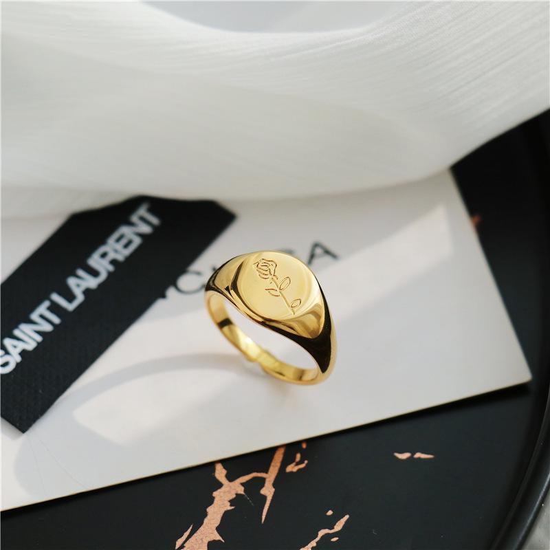 European Style 18k Rose Gold Plated Non-Fading Ring - High-End Brass Jewelry for Women