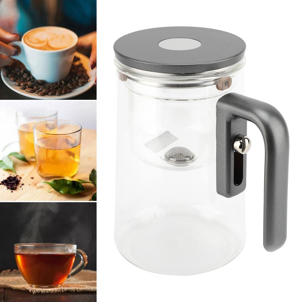 Teekanne 800 ml, Wasserabscheider, Druckknopfsteuerung, transparentes Glas, abnehmbare Kanne für Zuhause und Restaurant