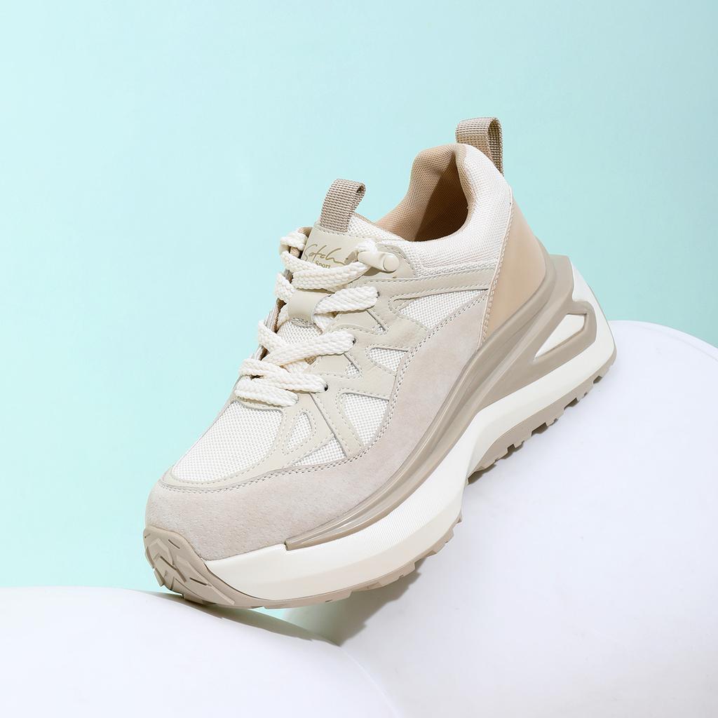 Shachi Sport Breathable Mesh Splicing Comfortable and Versatile Thick-Soled Women's Casual Shoes, College Style Dad Shoes