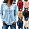 Women's Velvet V-Neck Button Front Long Sleeve Tunic Top - Elegant Dressy Blouse for Fall Winter