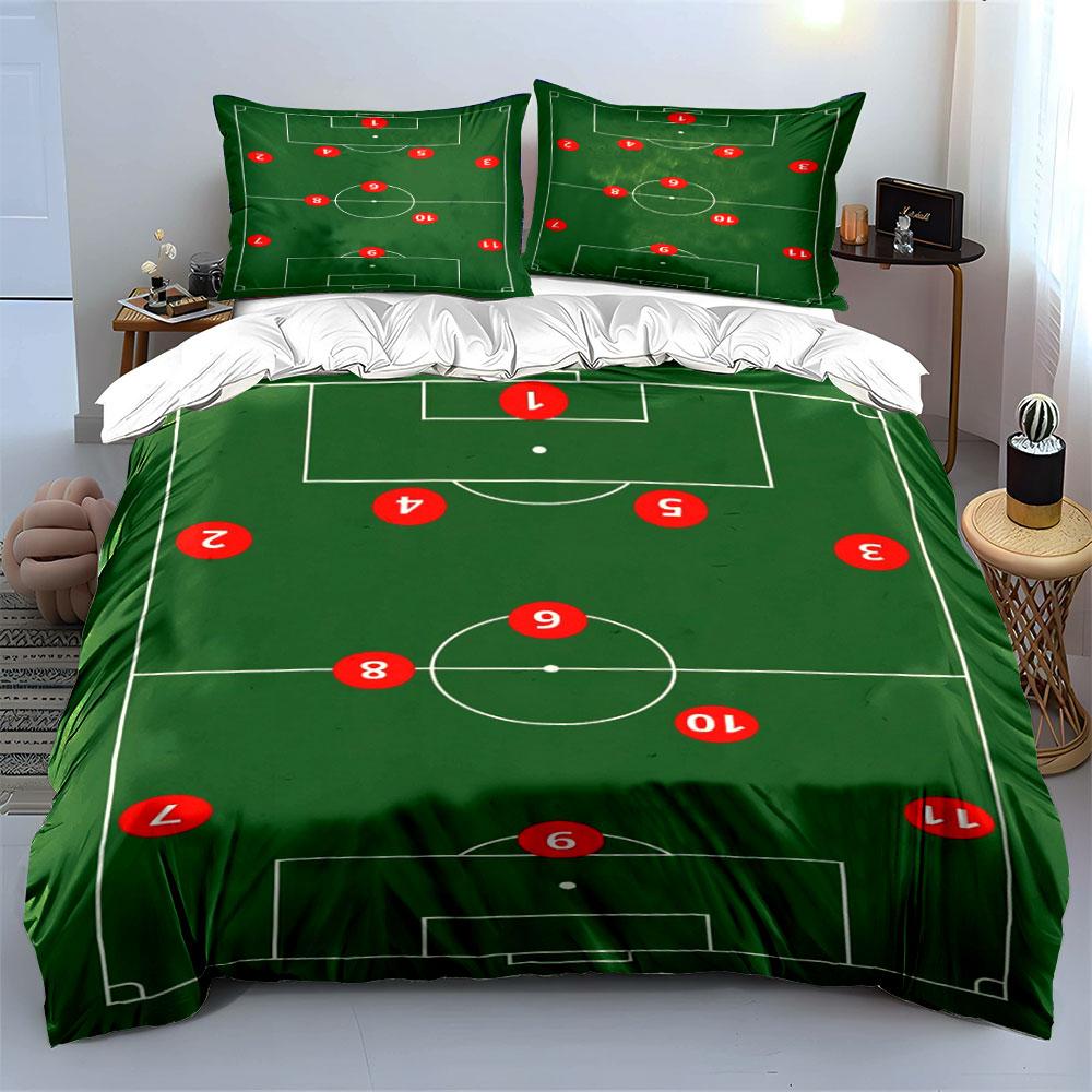 Campo da calcio con numeri. Set lenzuola Set copripiumino Copripiumini Federe(1*Copripiumino 2*Federe senza imbottitura piumone)