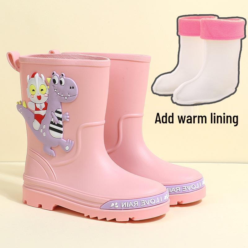 Children's Cartoon Mid-Calf Waterproof Rain Boots - Non-Slip, Thick, and Cute for Boys and Girls