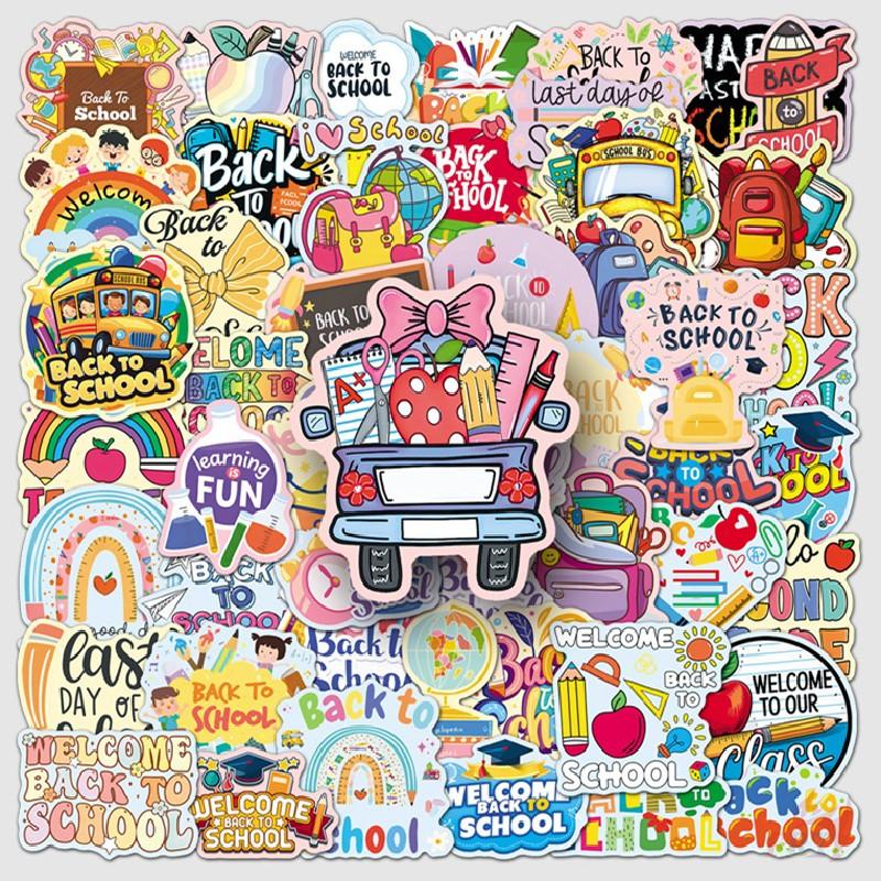 50Pcs/Set Back To School Stickers DIY Fashion Waterproof Doodle Decals Stickers