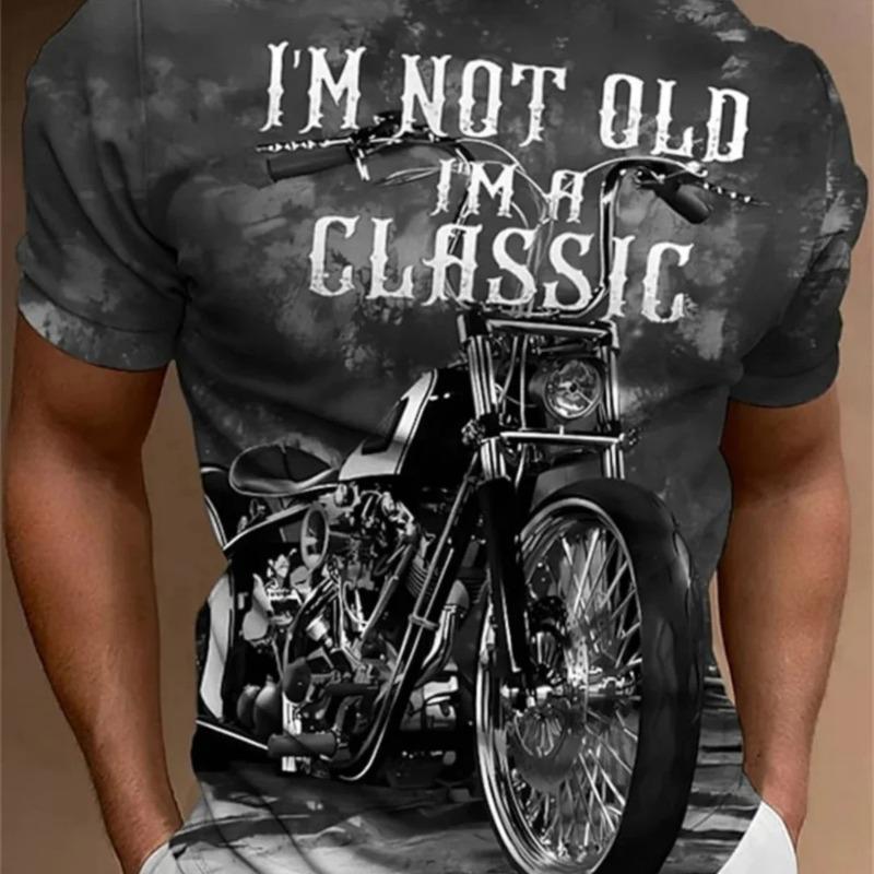 Hot selling men's summer motorcycle racing letter print comfortable and breathable round neck T-shirt outdoor street fashion top
