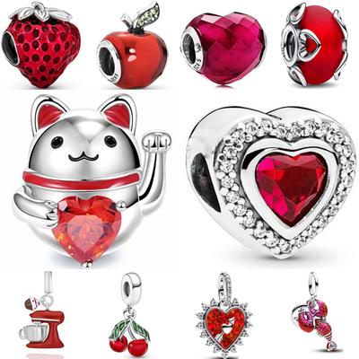 Red Apple Strawberry Beads. Lobster Cherry Pendant, Suitable For European Original Bracelet Diy Women'S Exquisite Jewelry