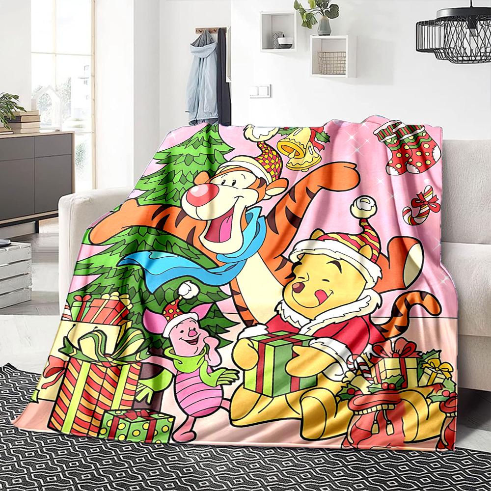 Christmas Winnie Pooh Party Blanket Soft Throw Blanket For Home Bedroom Bed Sofa Travel Office Solid Christmas Blanket