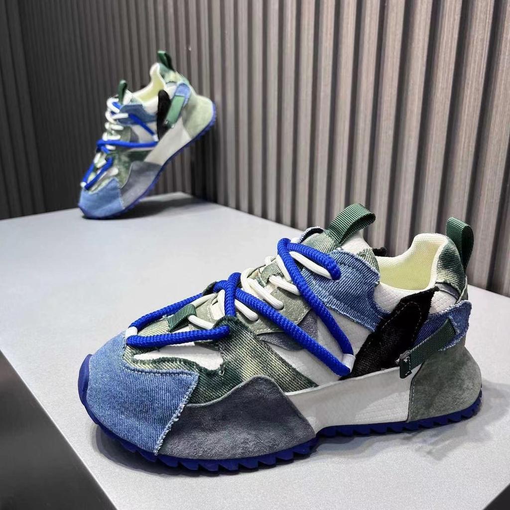 Designer Chunky Sneaker for Men Cover Bottom Board Shoes Fashion Casual Leather Breathable Increased Internal Platform Shoes