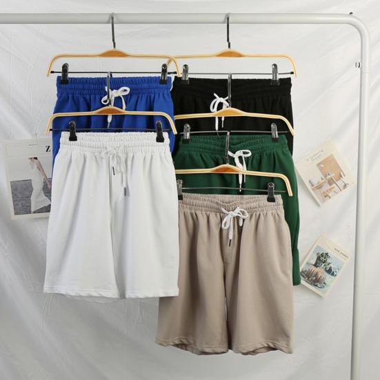 Beach Shorts Loose Elastic Waist Drawstring Pockets Solid Color Daily Wear Deep Crotch Knee Length Men Short Pants Male Clothing