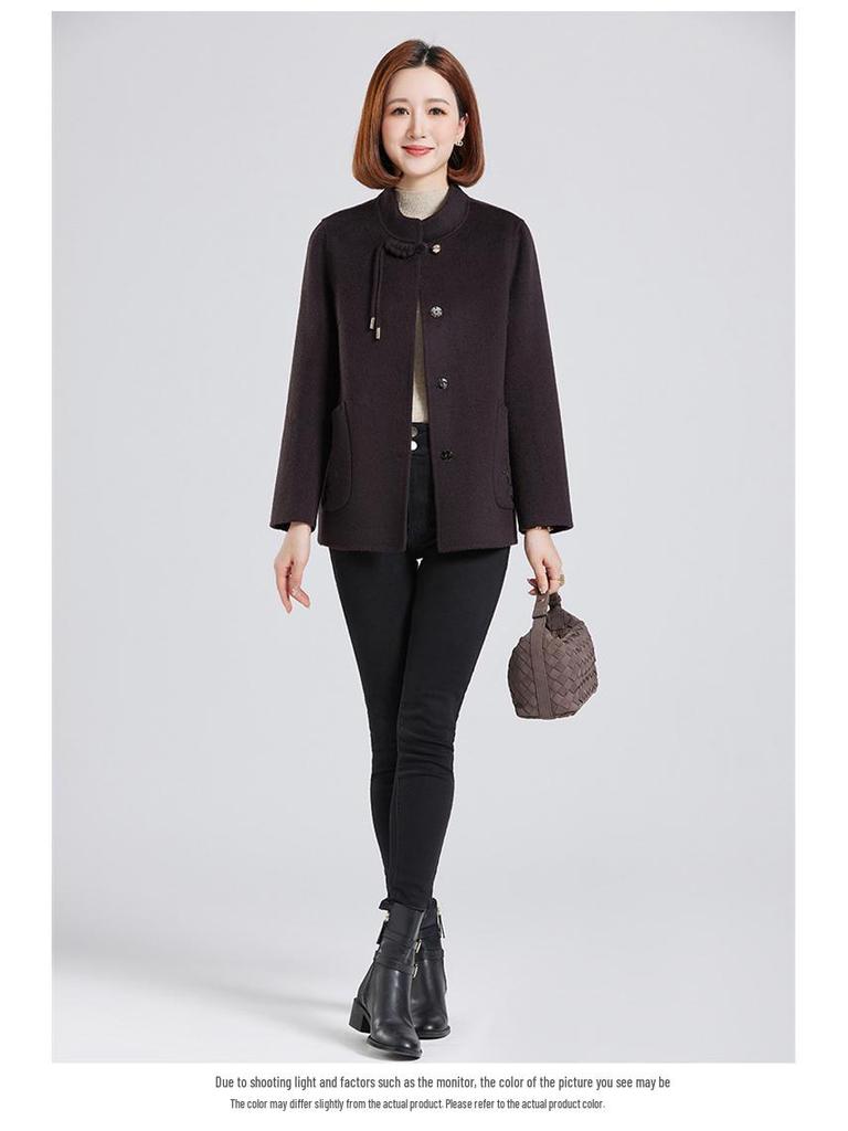 Petite Wool Coat for Women: Autumn/Winter Fashion, Middle-Aged & Elderly, Short Double-Sided Cashmere
