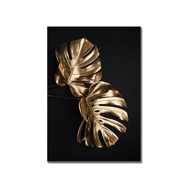 Metal Leaf Texture Poster Gold Monstra Citation Canvas Painting