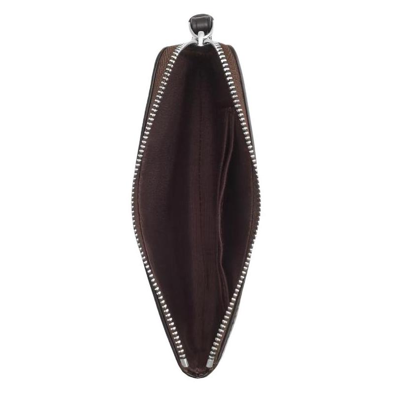 COACH Corner Zip Classic Presbyopia Love PVC (Polyvinyl Chloride) with Leather Clutch Mini Women's Dark Brown Print