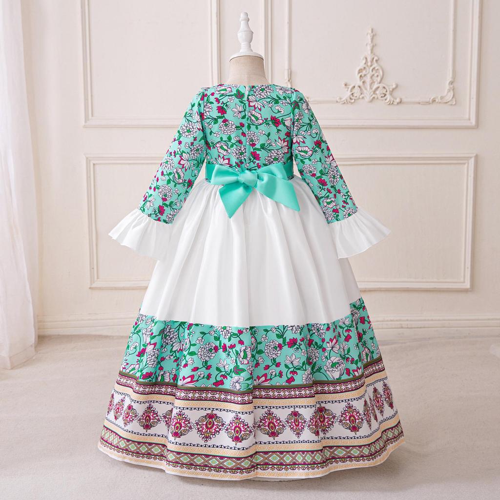 Versatile Long-Sleeve Patchwork Dress for Women & Children - Middle East Holiday Style