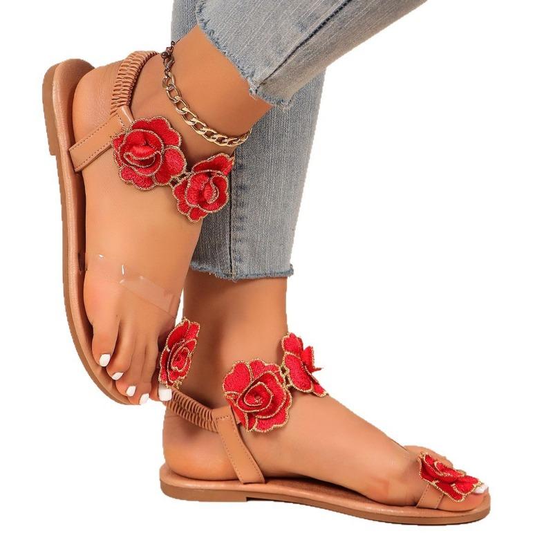 Set-toed Flower Sandals Women's Flat Beach Sandals Women's Breathable Beach Sandals Women's Outer Wear