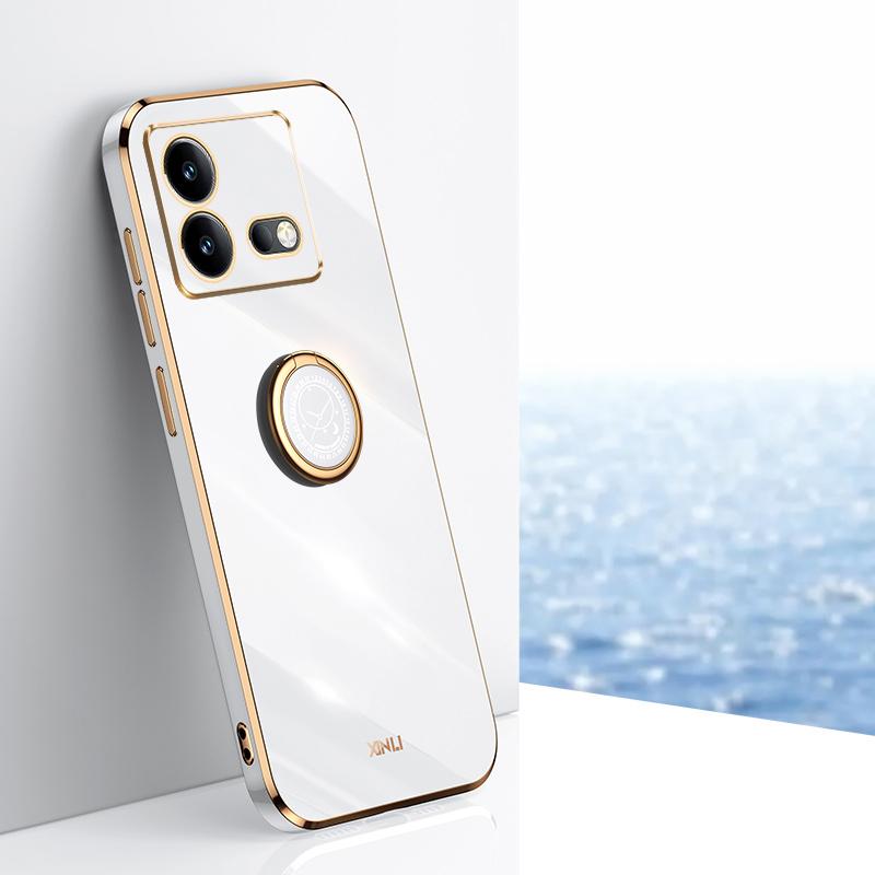 For vivo iQOO Neo8 Case vivo iQOO Neo8 Pro Phone Case V2301A V2302A Back Cover neo 8 pro Luxury Square Plating Ring Holder Stand