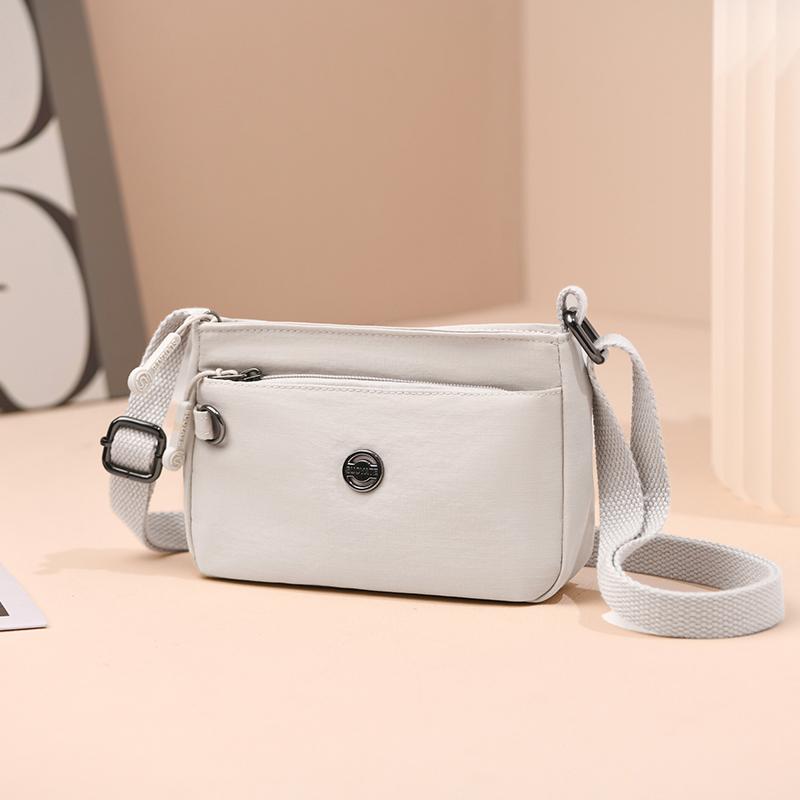 Small Square Bag Women's Lightweight Nylon Multi-Layer Shoulder Crossbody Bag