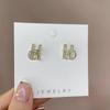 Korean Rhinestone H-Letter Mosquito Coil Ear Clips – Trendy, Simple, Fashionable Earrings