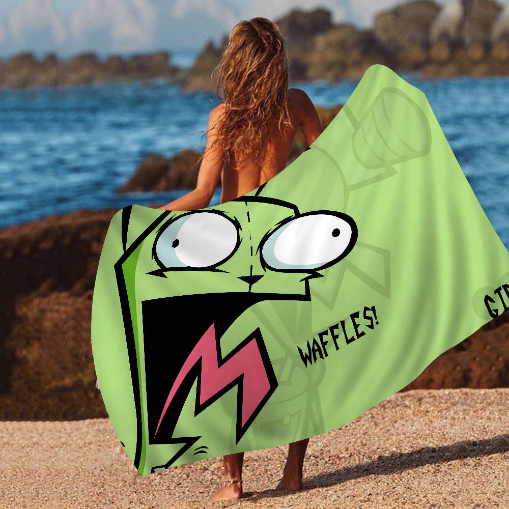 L-Invader Zim Cartoon Microfiber Beach Towel Absorbent Quick dry Soft Yoga Swimming Resort Mountain Climbing Towel