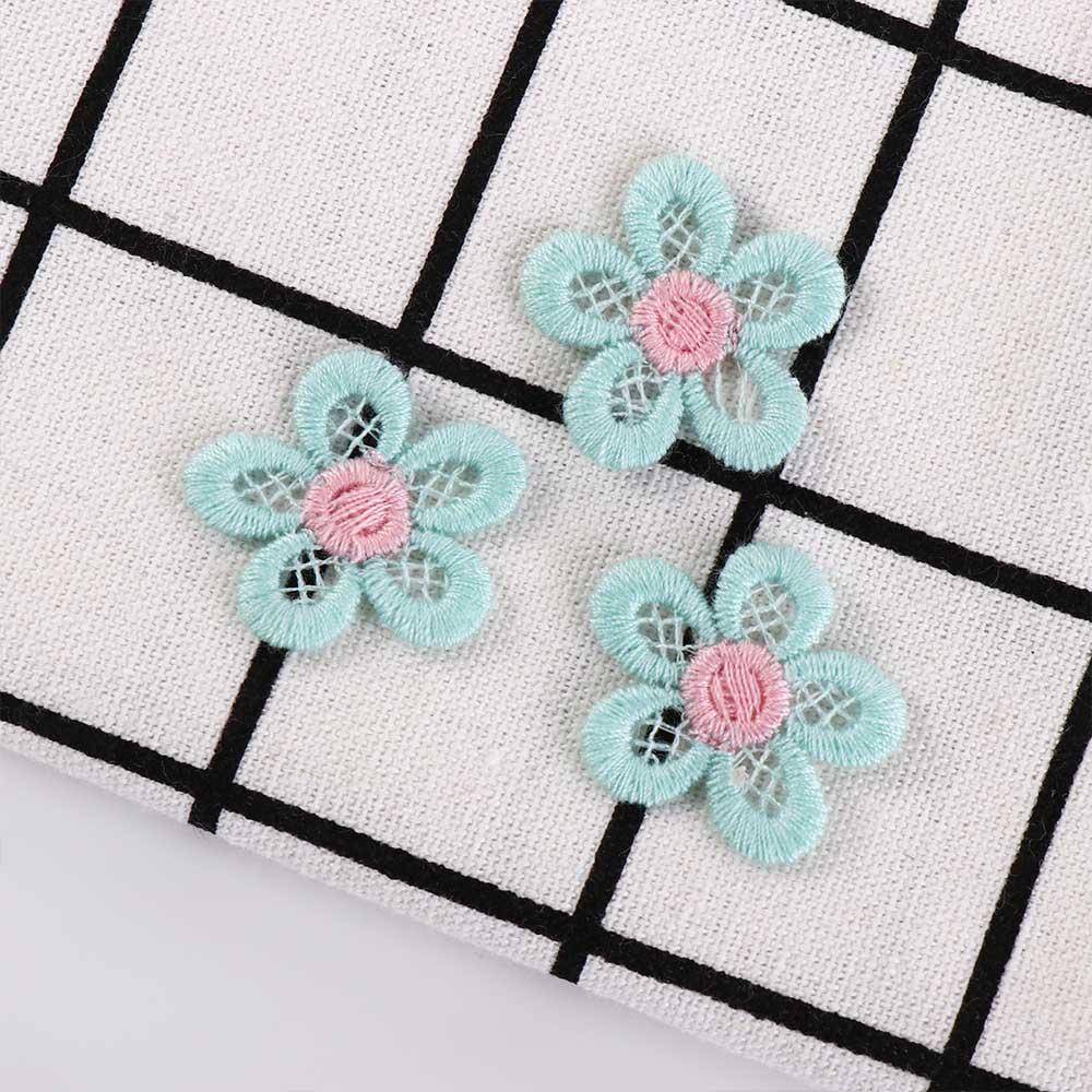 For Girls Knitting Supplies Embroidered Five Petaled Floret Flower Patches Headwear Accessories Knitting Material DIY Crafts