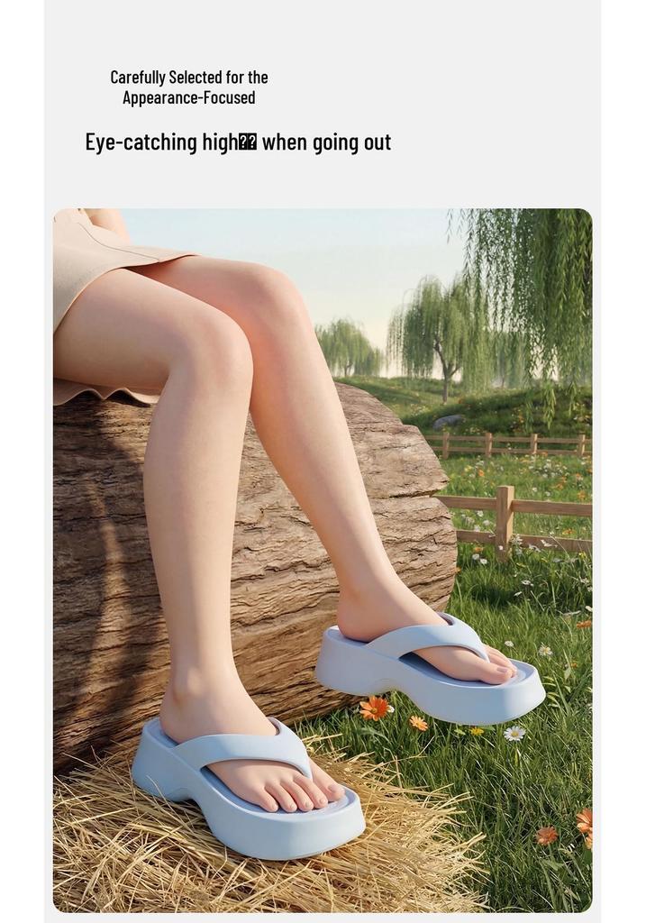 Women's 7CM Thick-Soled Flip-Flops, Arch Support, Non-Slip, Beach-Ready Fashion Sandals