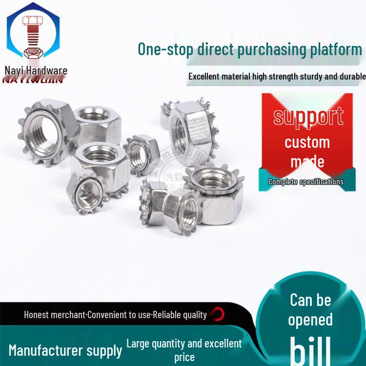 K-Type Serrated Nut: 304 Stainless Steel Multi-Tooth Spline M3-M10