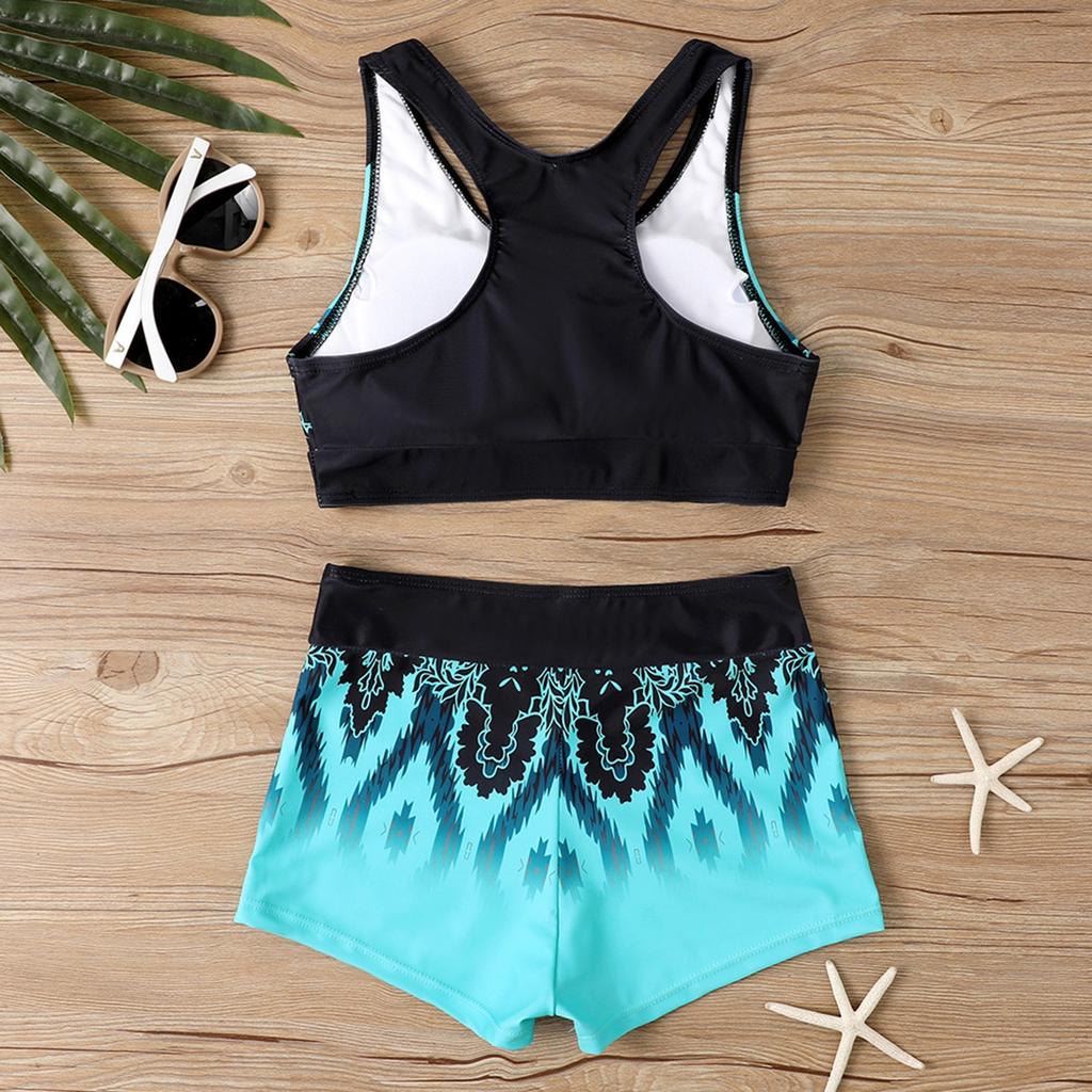 Women's Split Fashion Sexy Bikini Print With Breast Pad Without Bracket Swimsuit