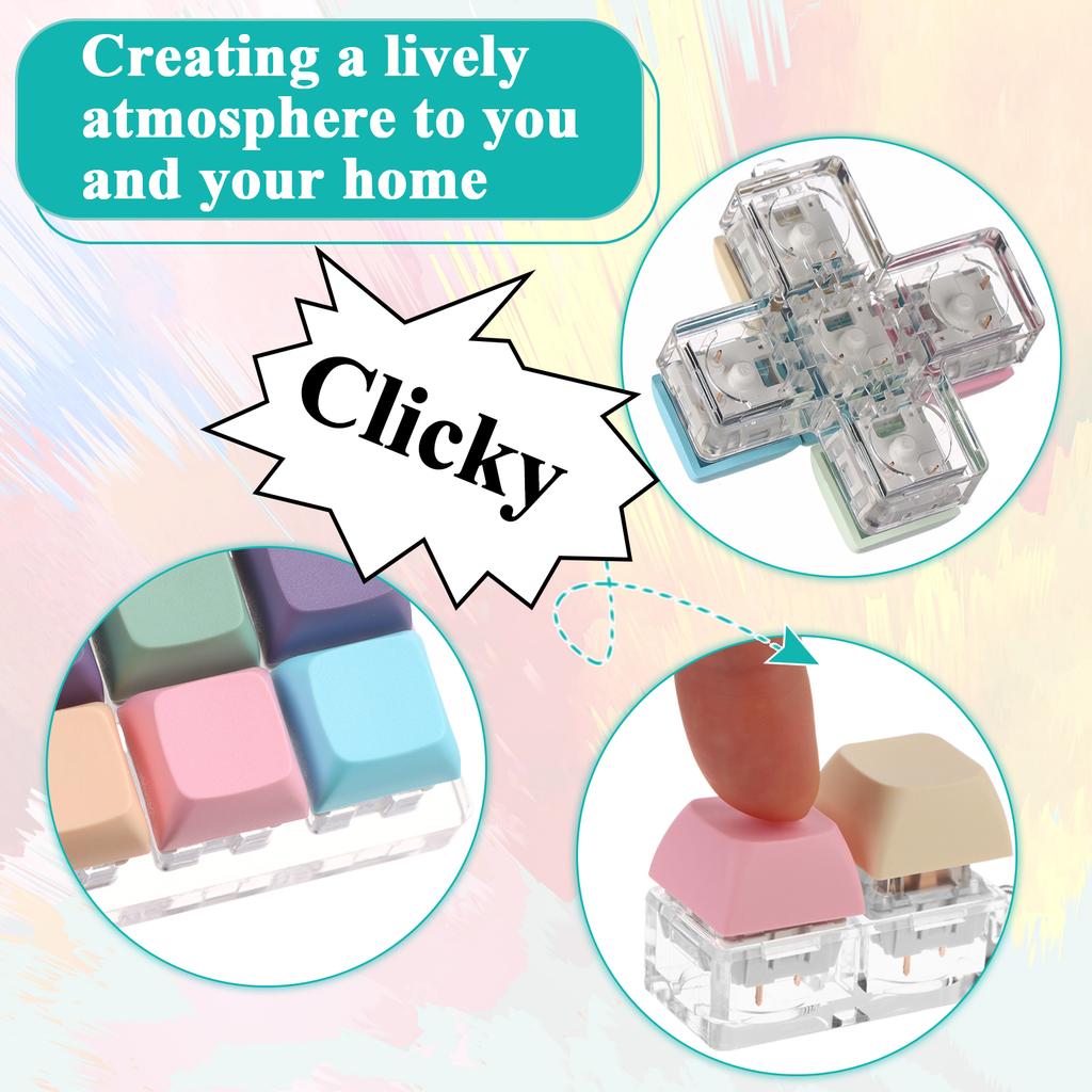 6 Stück Tastatur Fidget Schlüsselanhänger Dekompressionsspielzeug Tastatur Fidget Clicker Finger Tastatur Spielzeug, Fidget Schlüsselanhänger mit LED-Licht St