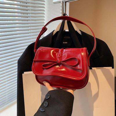 Bow Tie Design Underarm Bags for Women Trend Fashion Handbags Crossbody Bag Pu Leather Small Shoulder Bag KTY