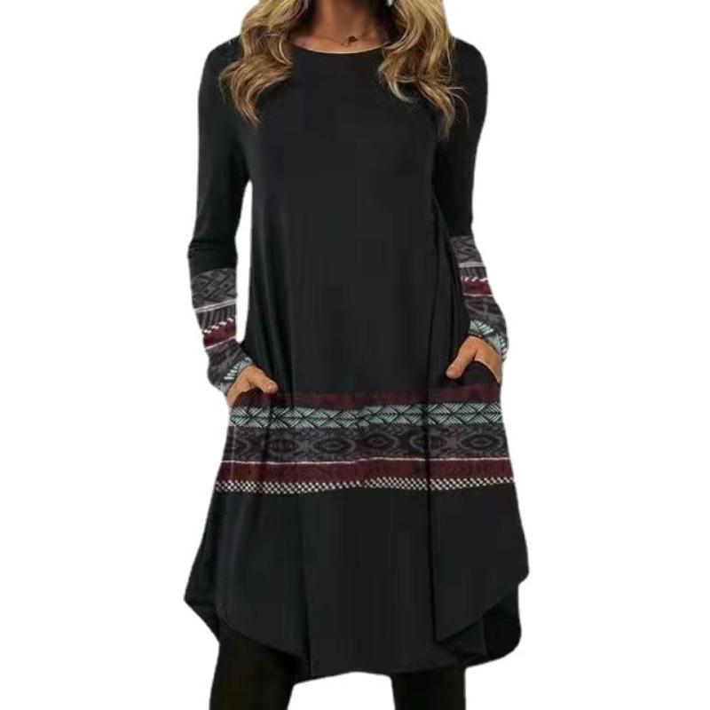 EastRogue Women's Fashion Spring Autumn Long Sleeve O-Neck Casual Dresses