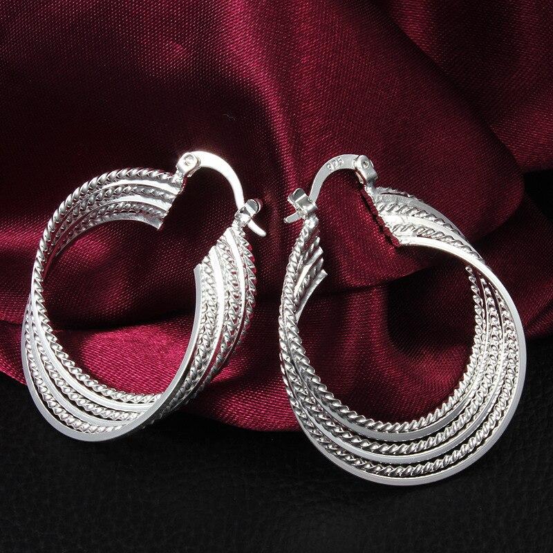 New 925 Sterling Silver Earrings Multi -Layer Design Earrings Women Fashion Jewelry Gifts