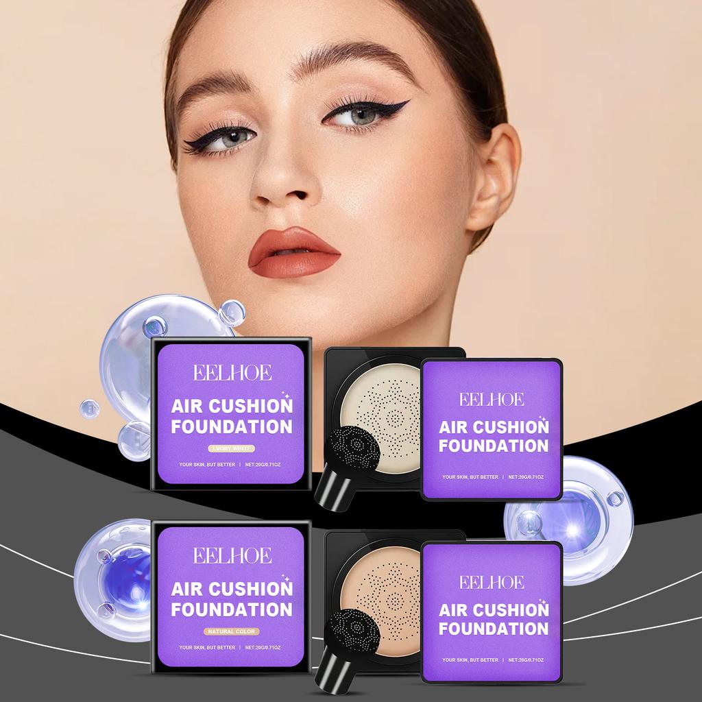 Mushroom Head Cushion Foundation, Easy Apply Lightweight Moisturizing Concealing Cushion Foundation