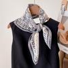 High Sense Gray Fashion 68 Small Square Scarf Scarf Women's Retro Literary and Artistic Age-reducing Neck Protection Silk Scarf Decorative Headband Sh