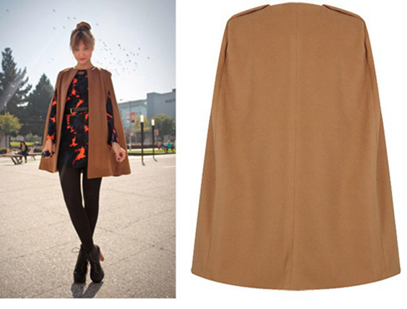 

2019 Autumn/Winter Fashionable 2-Color Woolen Cloak Coat for Women Small