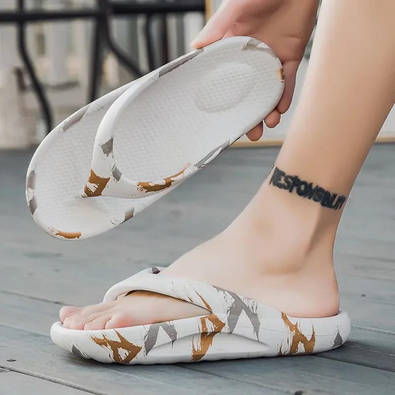 Big size 45 Summer Slippers for Mens 2024 New Cool Casual Home Solid Flip Flops Male Outside Thick Sole Sandals Beach Shoes