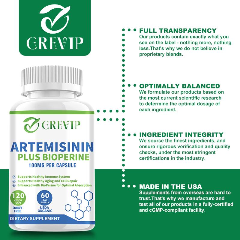 Bevat artemisinine-extract, 100 mg, versterkt het immuunsysteem, geschikt voor volwassenen, veganistisch.